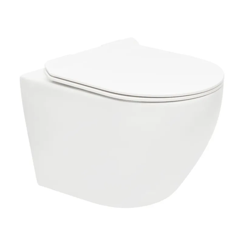S-Line Pro WC suspendu sans bride avec abattant SoftClose et fixations invisibles, montage encastré, blanc (WC01R)