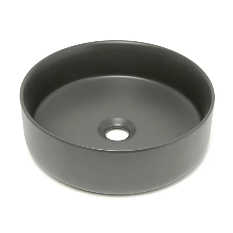 Mood vasque à poser ronde 36x36 cm sans trou de robinetterie ni trop-plein, gris foncé (SATM3636DGRM)