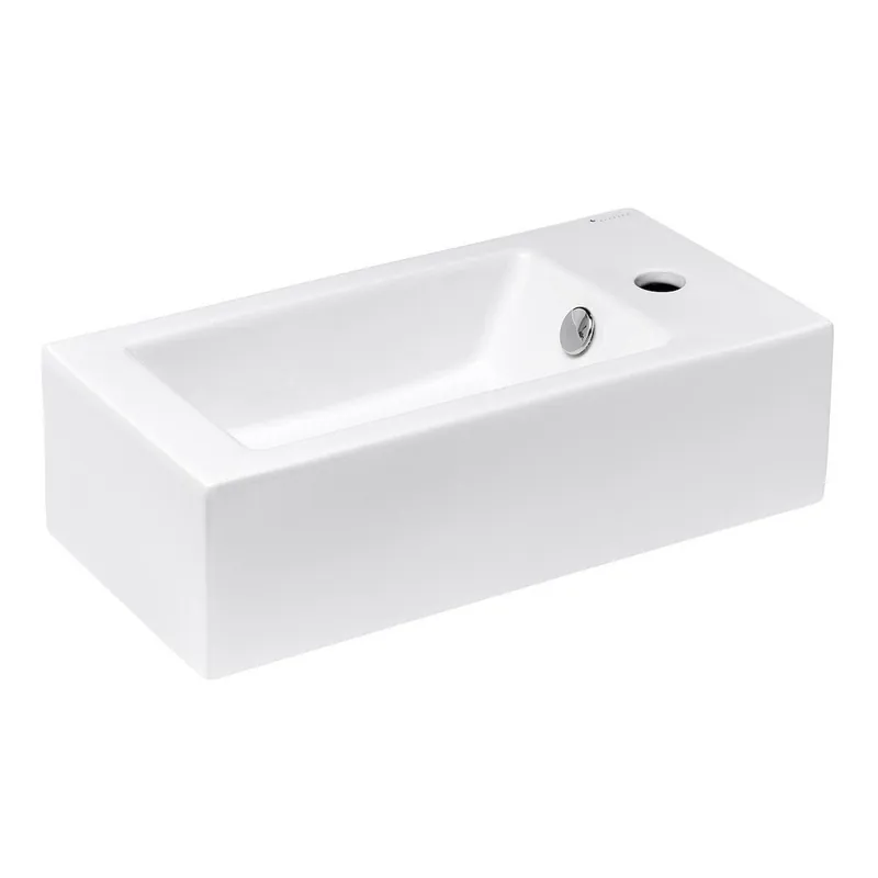 Lave-mains suspendu 50x25 cm avec robinetterie à droite, blanc, Glacera Bigio (BG5025P)