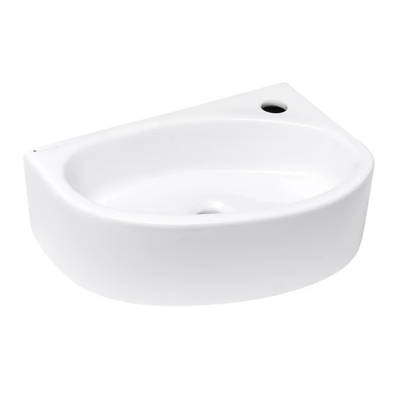 Lave-mains d’angle 42 x 29,5 cm blanc pour WC, robinet à droite Glacera Bigio (BG4229)