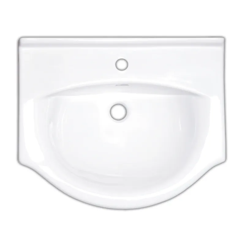 Pro 56x42 cm lavabo suspendu en céramique avec un trou pour robinetterie au milieu, blanc (HA5655)