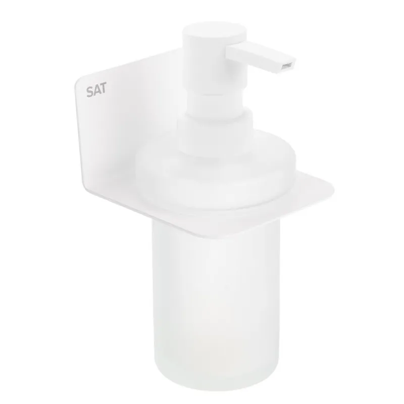 Mood distributeur de savon en acier inoxydable et verre mat, blanc mat (SATDMOOD99B)