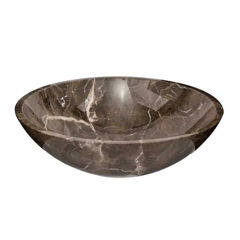 Lavabo pour plan de travail SAT Purity 43x43 cm marbre brun sans trou pour robinet, sans trop-plein SATPURBR