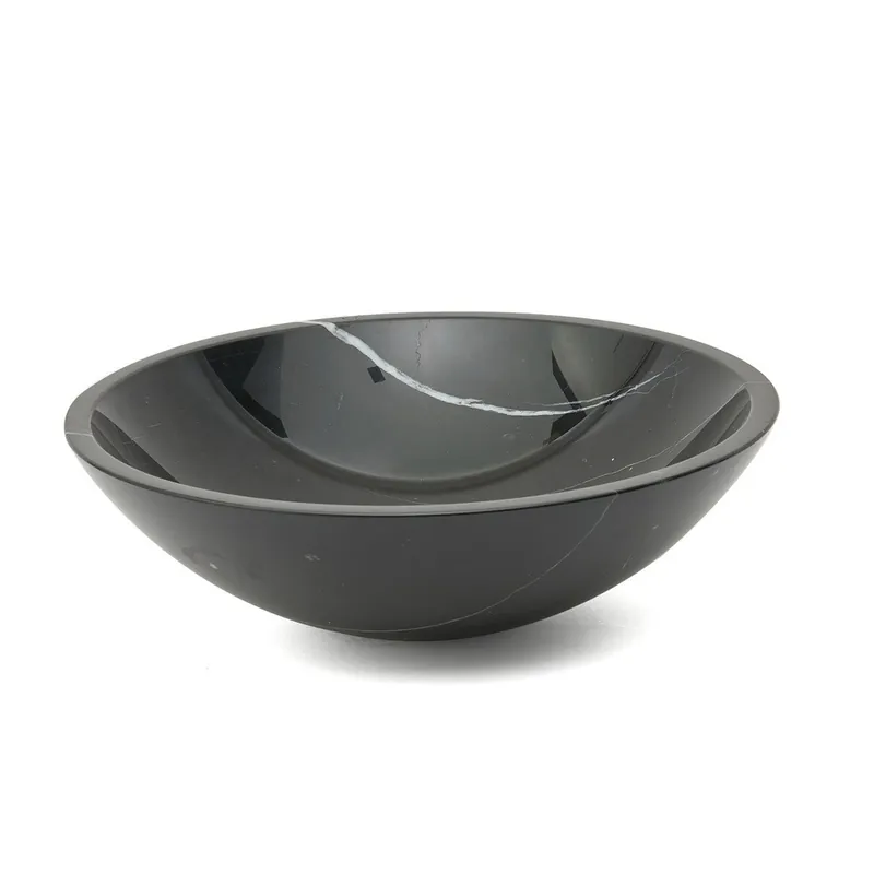 Lavabo pour plan de travail SAT Purity 43x43 cm marbre noir sans trou pour robinet, sans trop-plein (SATPURBL)
