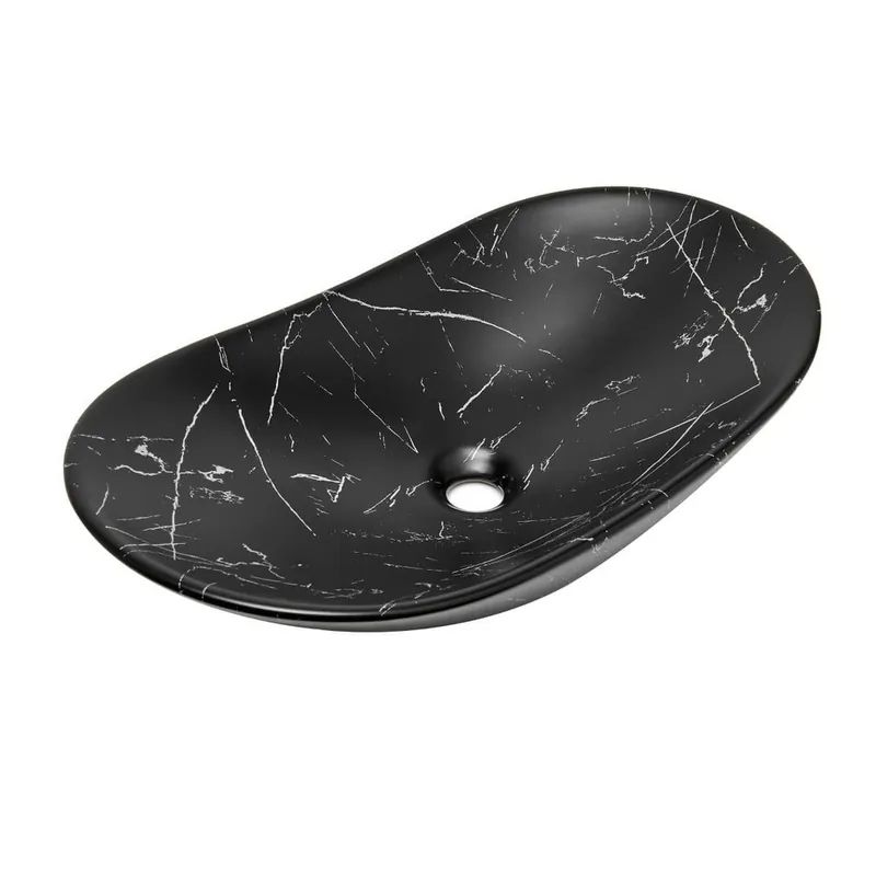 SAT Infinitio lavabo à poser 61,5x36 cm marbre noir mat, sans trop-plein (SATINF61536MRBKM)
