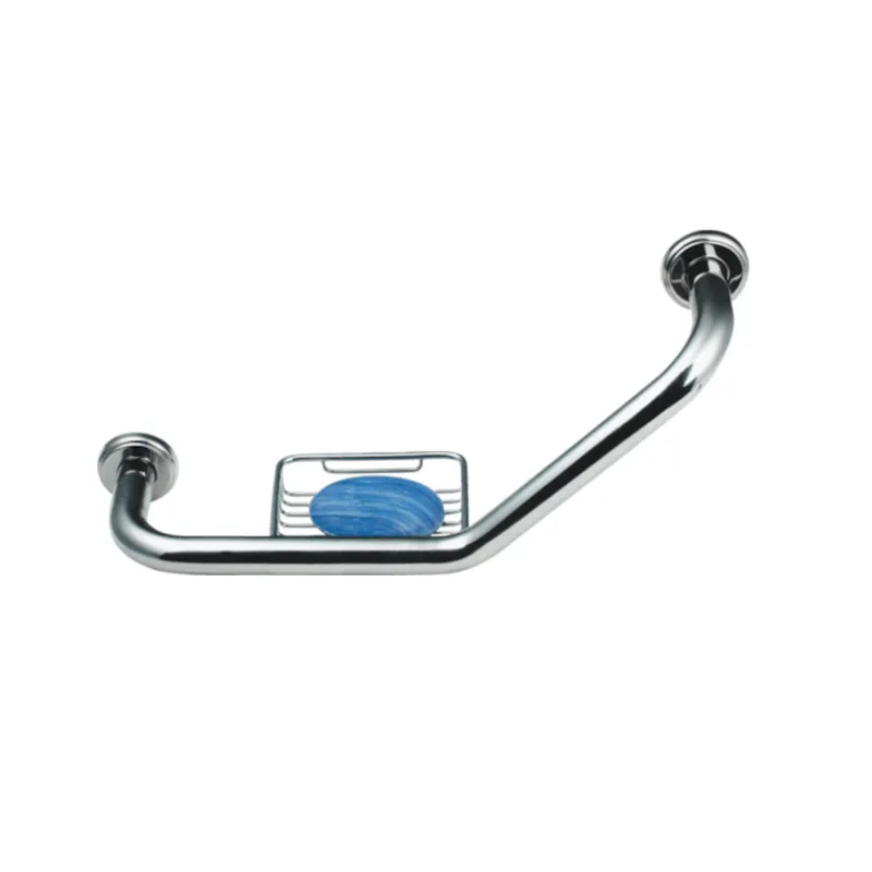 Poignée de baignoire murale Multi 42 cm forme coudée avec porte-savon, inox (MAD501ENRZ)
