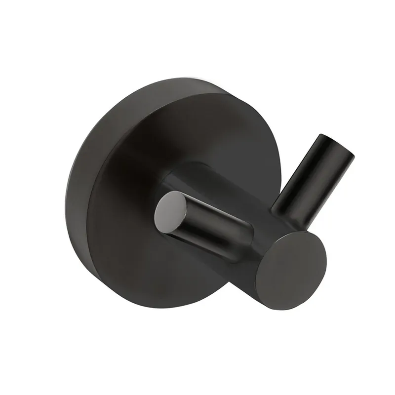 Crochet double de salle de bain en laiton, fixation sans vis, noir (104106030)