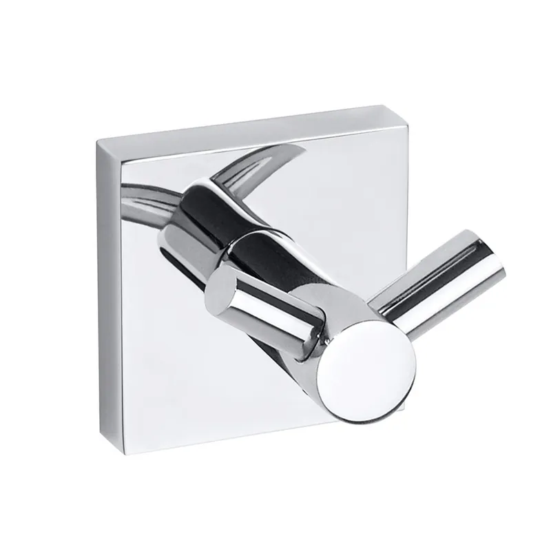Crochet double de salle de bain en laiton, fixation sans vis, chrome (132106032)