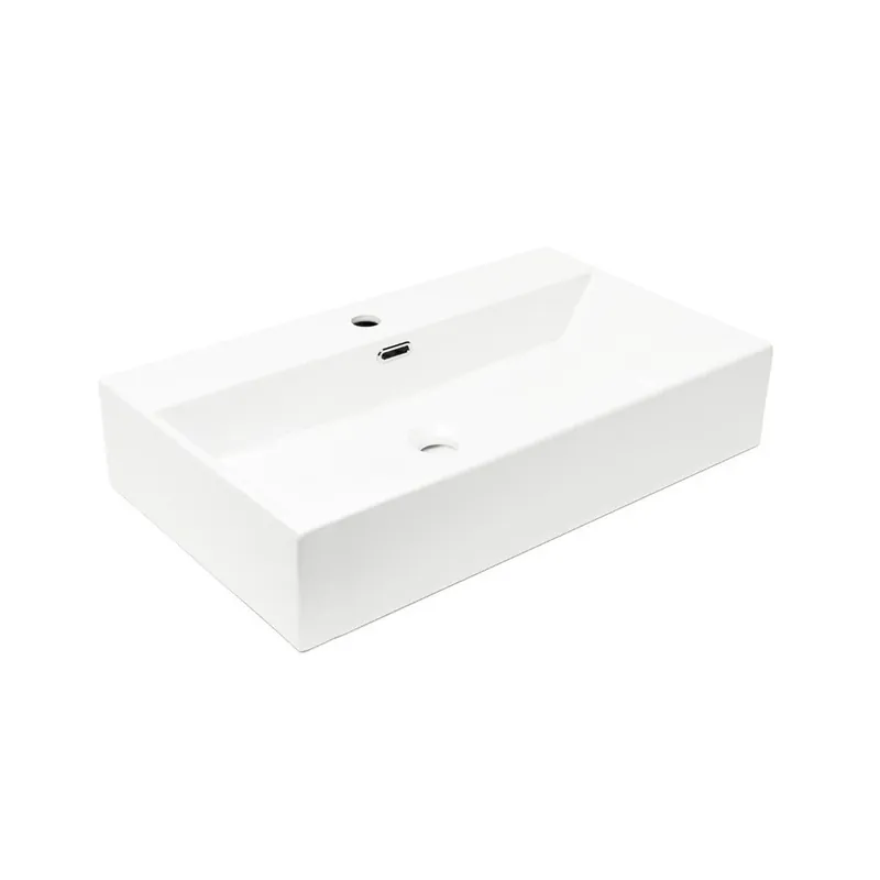 Lavabo SAT Cube Way 75x42 cm ouverture pour un robinet au milieu SATCW7542