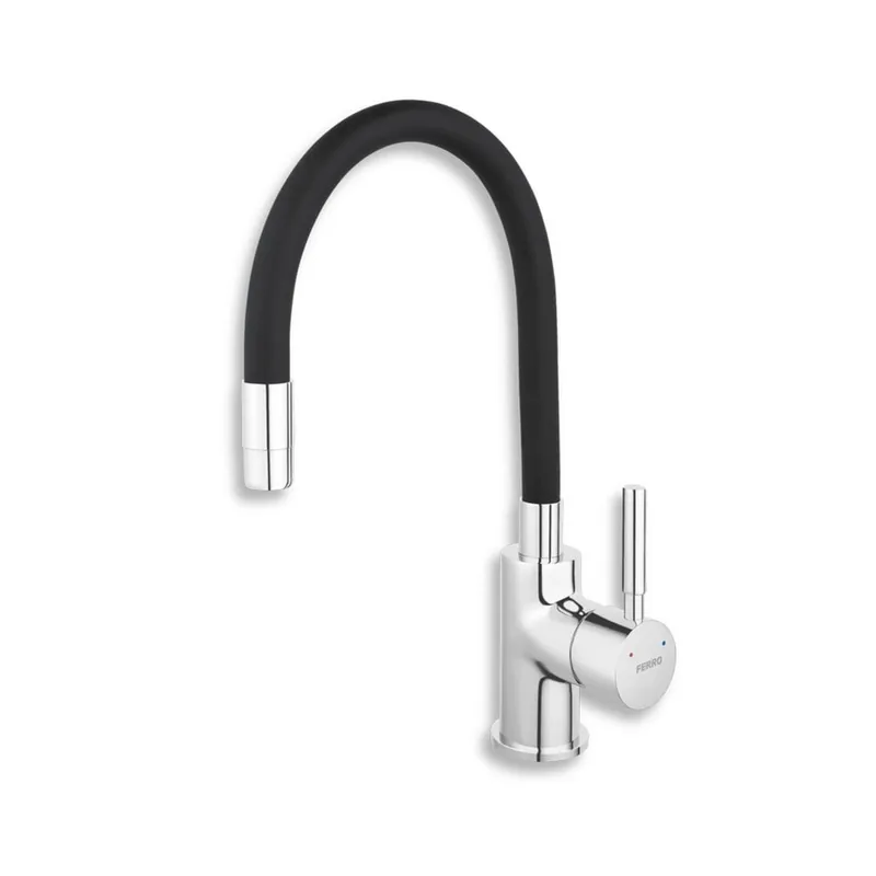 Mélangeur évier Novaservis avec poignée silicone noir/chrome 70710.0C