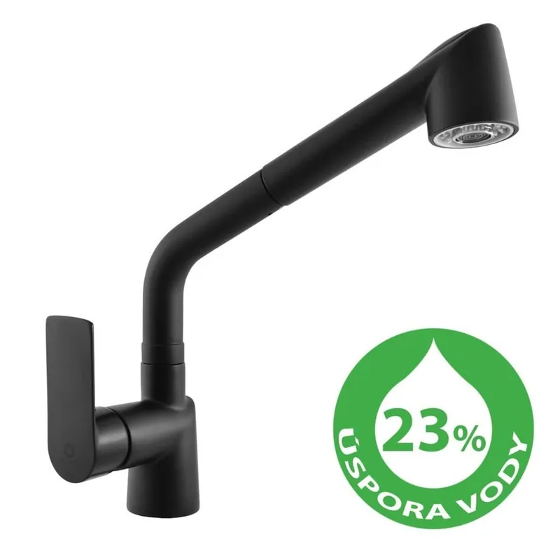 Mitigeur évier RAV SLEZÁK Vltava avec douchette extractible, 2 jets noir VTE411.0CMAT