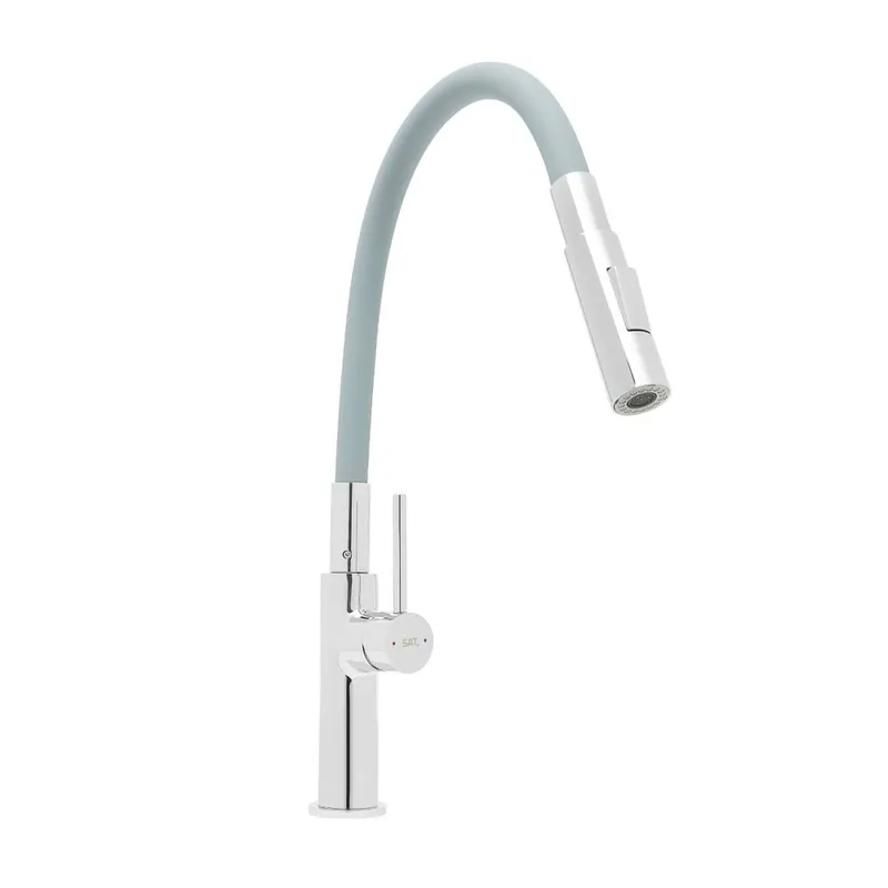 Mitigeur d‘évier SAT avec bras en silicone gris/chrome SATBSD290S2F