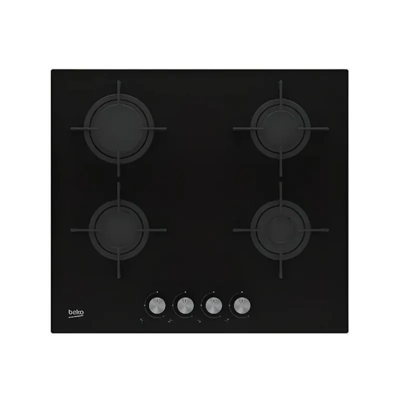 plaque de cuisson au gaz 4 foyers avec allumage intégré, équipée d‘un dispositif anti-flamme, noir (HILG64220S)