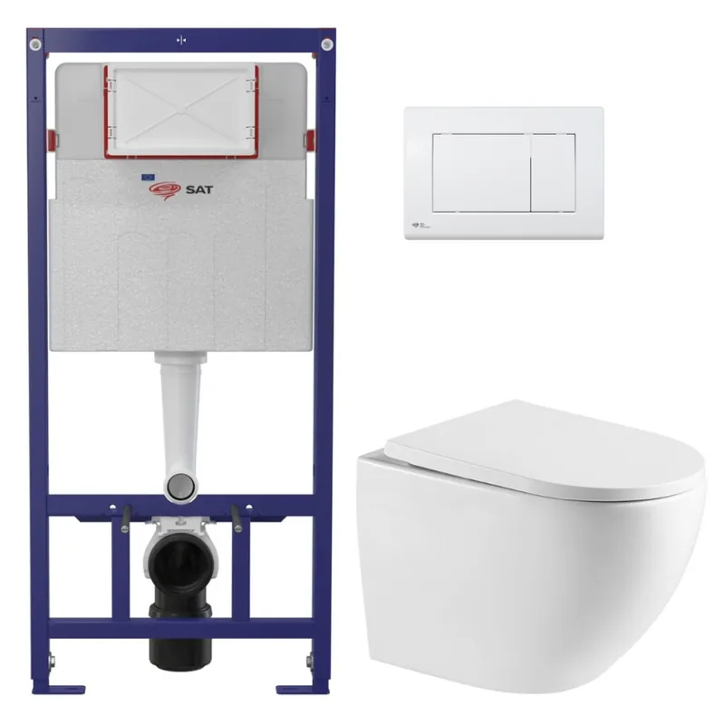 Pack WC bâti-support léger 112 cm ECO 2L Swiss Aqua Technologies + WC suspendu Swiss Aqua Technologies + plaque (STEST67WR01-FR)