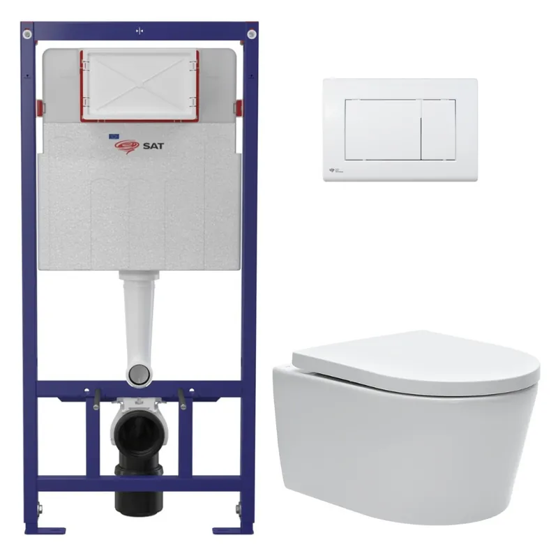 Pack WC bâti ECO 2L Swiss Aqua Technologies + WC suspendu Swiss Aqua Technologies + plaque blanc brillant (STESTBRWR01-FR)