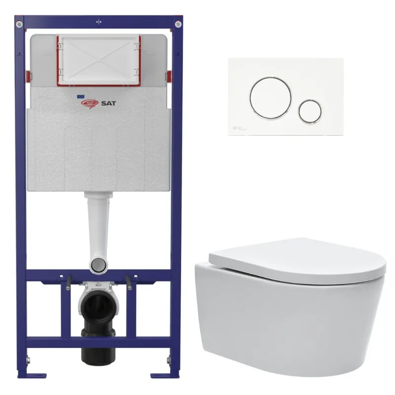 Pack WC bâti ECO 2L Swiss Aqua Technologies + WC suspendu Swiss Aqua Technologies + plaque blanc / chrome (STESTBRWR03-FR)