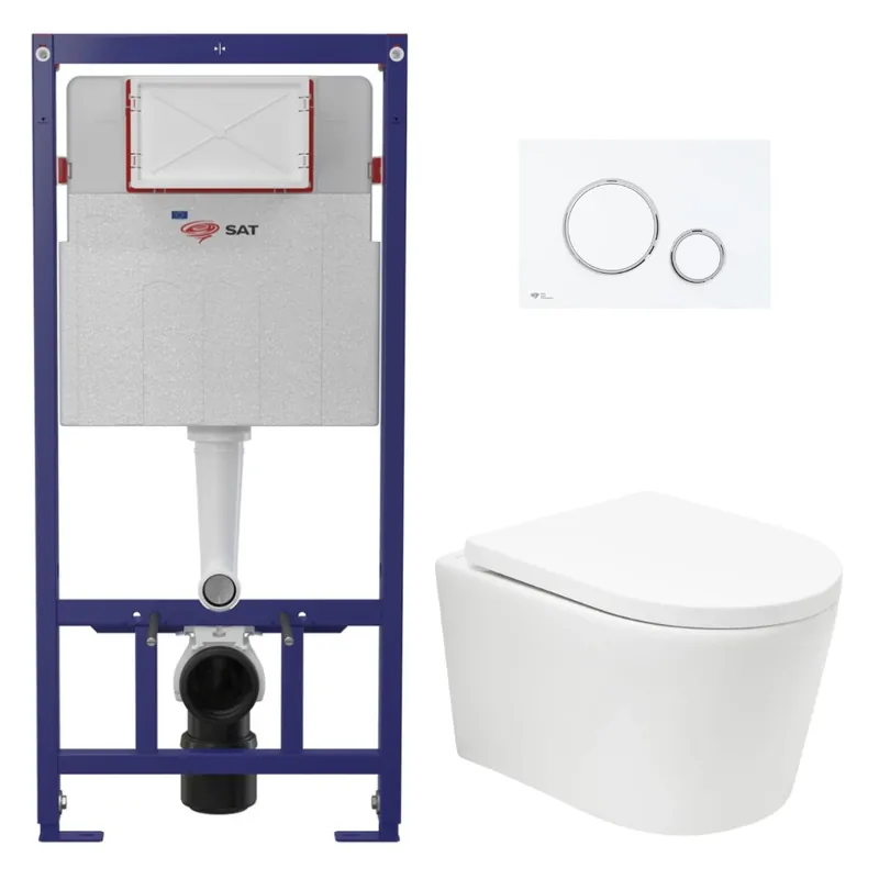Pack WC bâti ECO 2L Swiss Aqua Technologies + WC suspendu Swiss Aqua Technologies + plaque blanche (STESTBRWT04-FR)