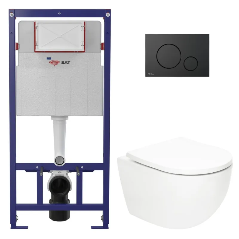 Pack WC bâti ECO 2L Swiss Aqua Technologies + WC suspendu Swiss Aqua Technologies + plaque noir mat (STESTFUWT02-FR)