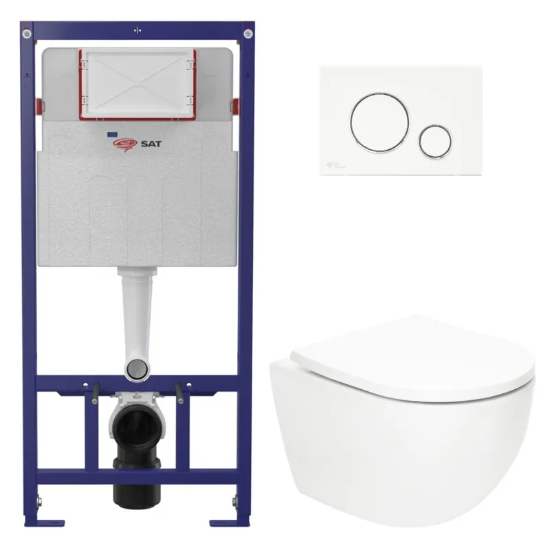 Pack WC bâti ECO 2L Swiss Aqua Technologies + WC suspendu Swiss Aqua Technologies + plaque blanc/chrome (STESTFUWT03-FR)