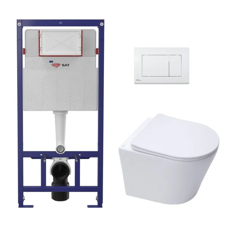 Pack WC bâti ECO 2L Swiss Aqua Technologies + WC suspendu Swiss Aqua Technologies + plaque blanche (STESTINWR01-FR)