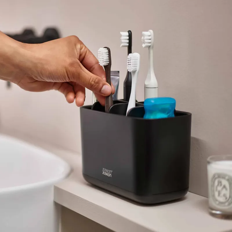 EasyStor grand porte brosses à dents, très facile à laver, pour toute la famille, noir mat (70599)