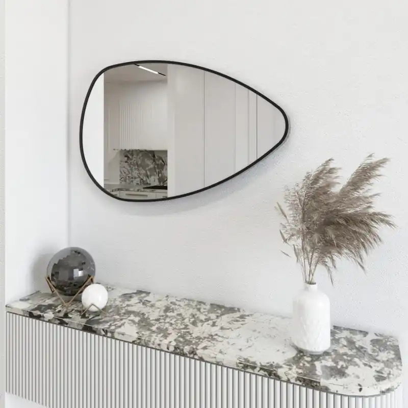 Miroir mural irrégulier l.80 x H.51 cm avec cadre aluminium noir Purity SAT (SATZPURAS5180CE)