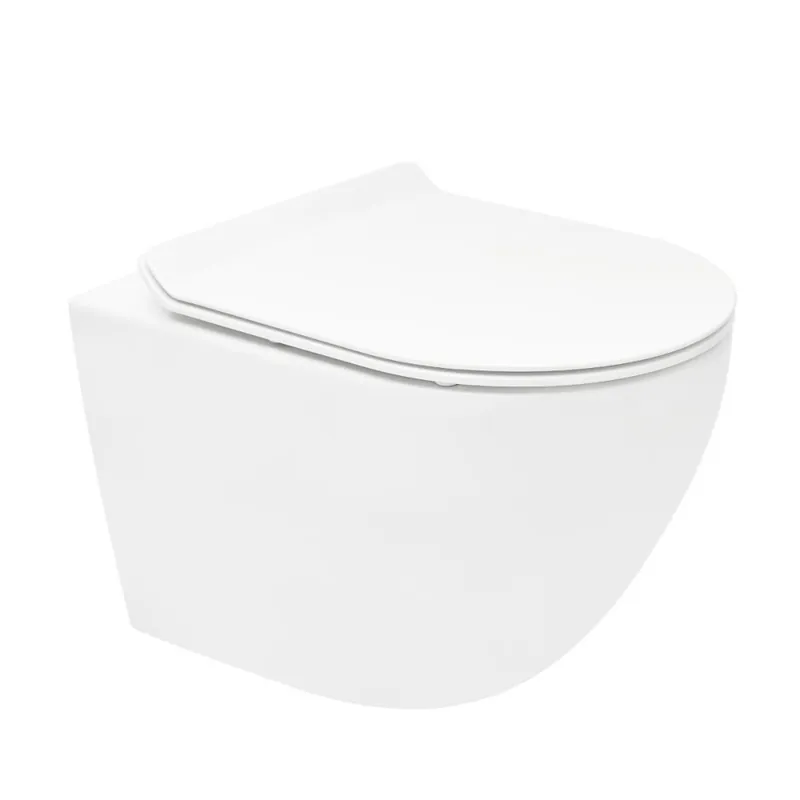 S-Line Pro WC suspendu sans bride Vortex en céramique avec abattant SoftClose et fixations invisibles, blanc (WC01T)