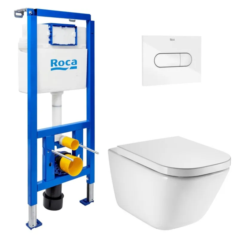 Pack WC bâti-support ECO 2 L Roca + WC suspendu Roca avec abattant SoftClose + plaque (ROROGAWR01-FR)