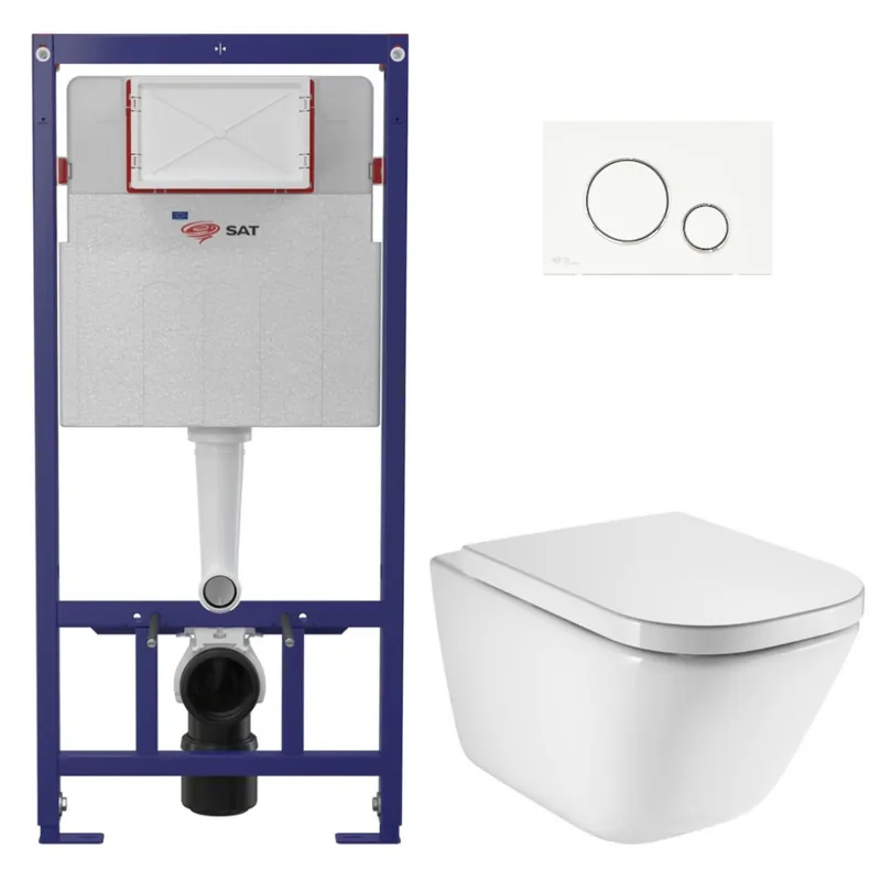 Pack WC bâti-support ECO 2L Swiss Aqua Technologies + WC suspendu Roca avec abattant SoftClose + plaque (STEROGAWR03-FR)