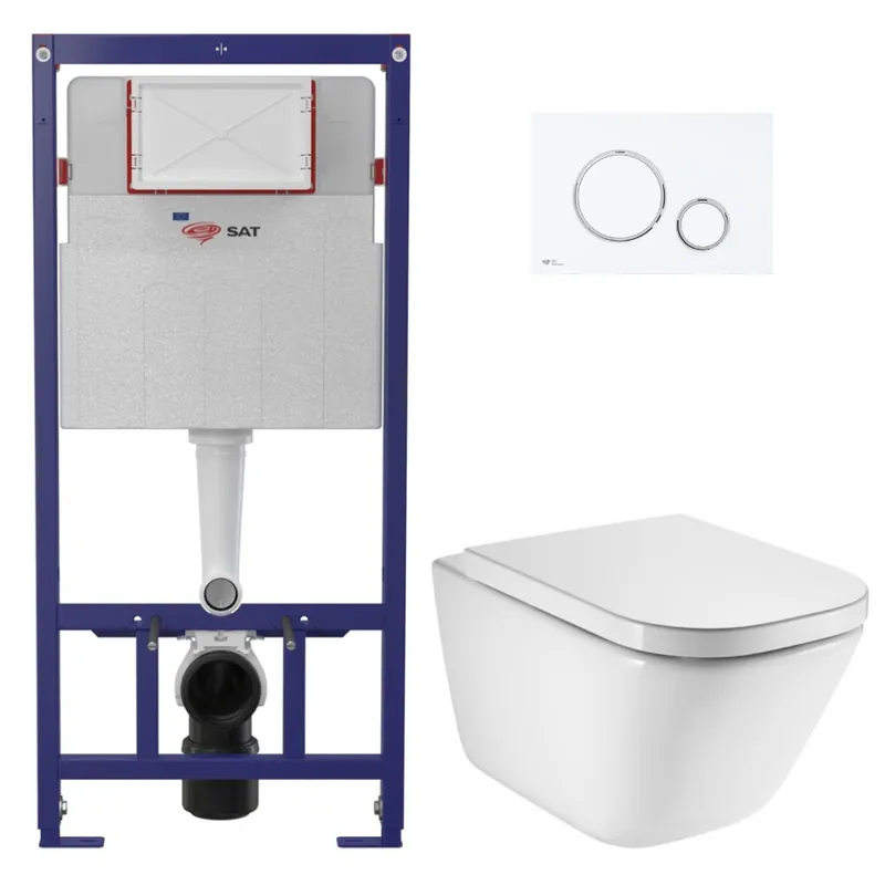 Pack WC bâti-support ECO 2L Swiss Aqua Technologies + WC suspendu Roca avec abattant SoftClose + plaque (STEROGAWR04-FR)