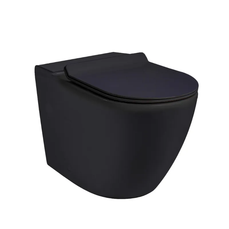WC à poser sans bride avec abattant SoftClose, noir mat (CEPX030RREXBBKM)