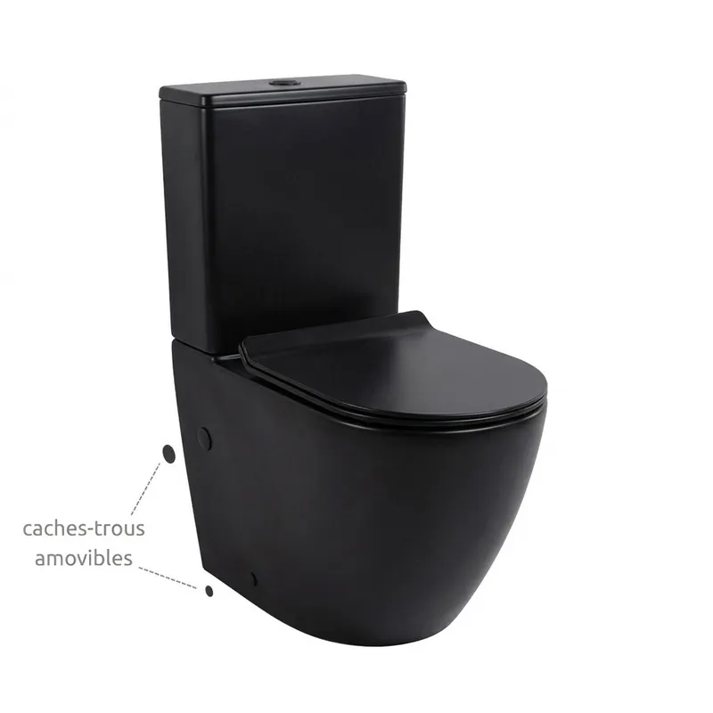 PixL WC à poser sans bride + abattant SoftClose + réservoir de chasse, alimentation par le bas, noir mat (CEPX030RREXVPBKMBI)