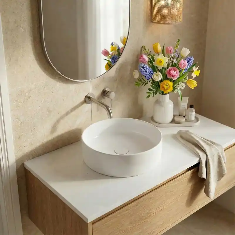 Vasque a poser ronde 36 cm hauteur 12,5 cm sans trop-plein blanc brillant Pixl (CEPX3636)