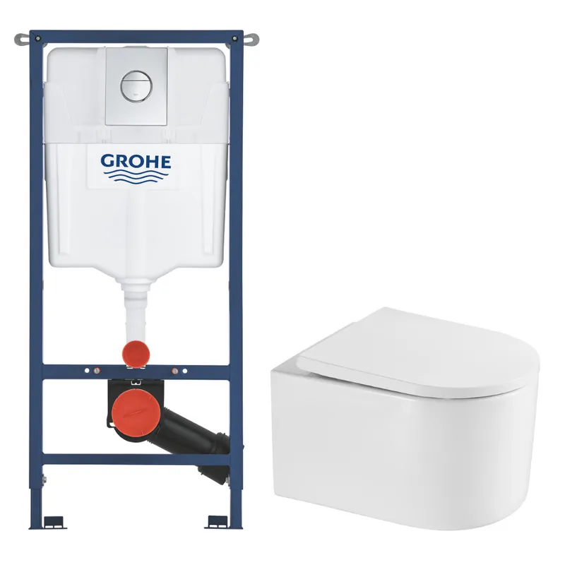 Solido pack WC bâti 4 en 1 + WC suspendu sans bride Swiss Aqua Technologies avec abattant SoftClose + plaque (GRRST72WT01-FR)