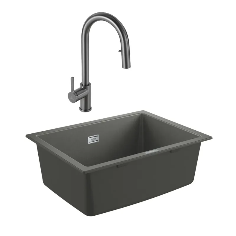 Grohe K700U evier composite + Ceramia Timeless mitigeur (G31655TML2BGM-SET)