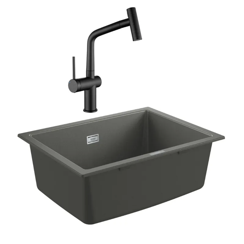 Grohe K700U evier composite + Ceramia Timeless mitigeur (G31655TML1BM-SET)