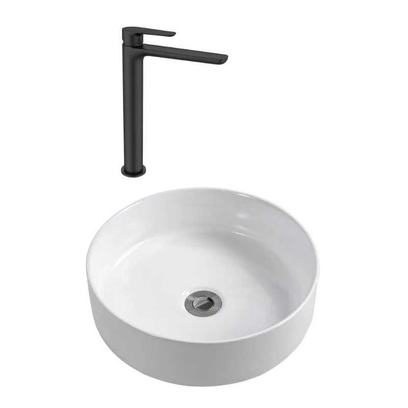 PixL 36 x 12,5 cm vasque à poser + Swiss Aqua Technologies Mood mitigeur lavabo XL + Ceramia PixL bonde (CEPX36SAT285C)