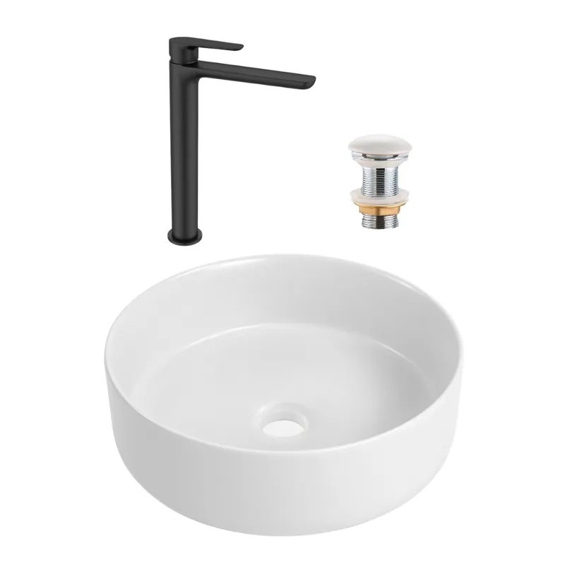 PixL 36 x 12,5 cm vasque à poser + Swiss Aqua Technologies Mood mitigeur lavabo XL + Ceramia PixL bonde (CEPX36WMSAT285C)