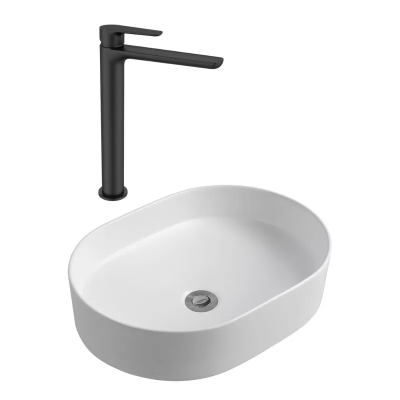 PixL 50x36,5x12 cm vasque à poser + Swiss Aqua Technologies Mood mitigeur lavabo XL + Ceramia PixL bonde (CEPX50WMSAT285C)