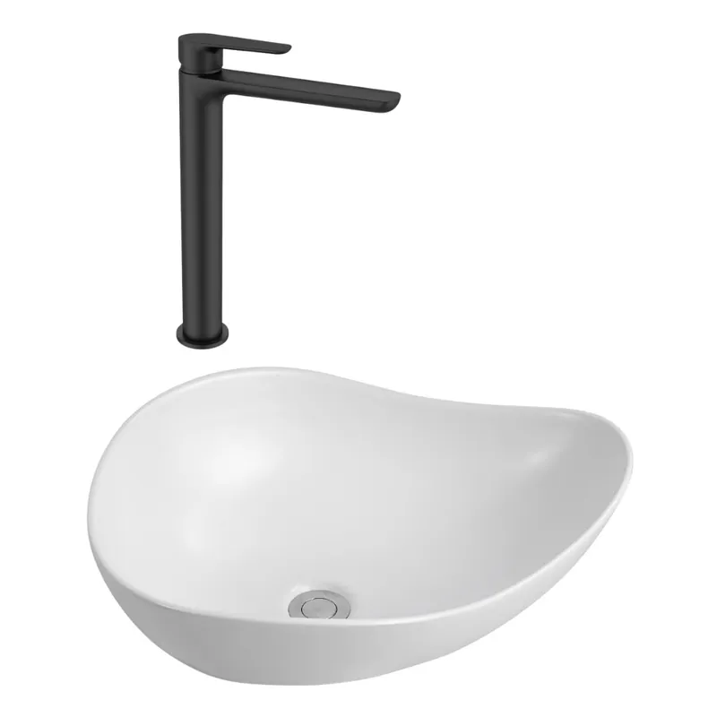PixL 51x38x19 cm vasque à poser + Swiss Aqua Technologies Mood mitigeur lavabo XL + Ceramia PixL bonde (CEPX505WMSAT285C)