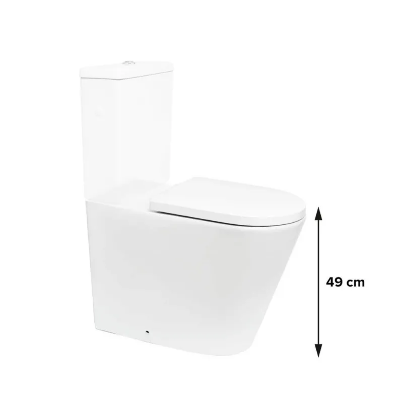 Brevis cuvette WC à poser adaptée PMR sans bride en céramique (réservoir non fourni), blanc (SATBRE32M)