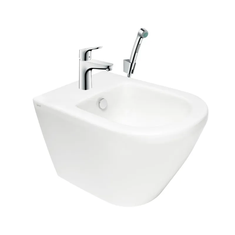 Vitra Integra bidet suspendu + trop-plein, 35,5x54 cm + Hansgrohe Focus Set bidette, bonde Push-Open (7042-028831927000)
