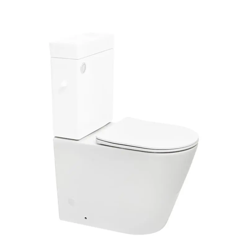 Brevis cuvette WC à poser sans bride en céramique – compatible PMR – blanc - réservoir non fourni - ATBRE34M)