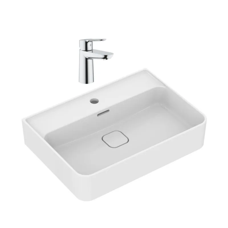 Strada II lavabo 600x430 mm 1 trou + Grohe mitigeur monocommande, 1/2" pour lavabo taille S, chrome (T300001G23330000)