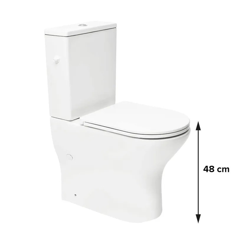 Brevis cuvette WC à poser adaptée PMR sans bride en céramique (réservoir non fourni), blanc (SATBRE033RREXVPB)