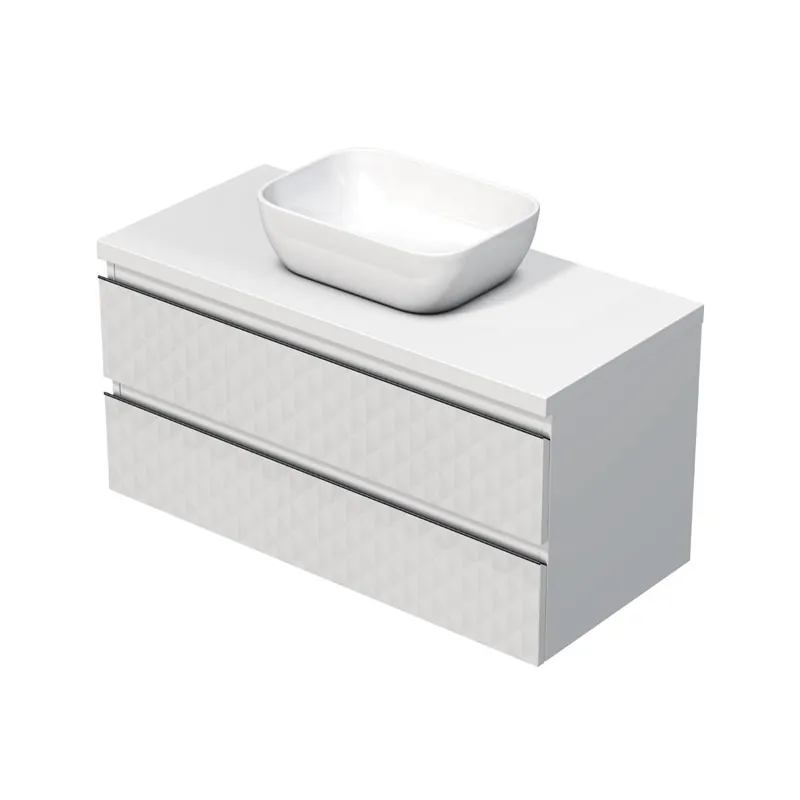 Cube Way 100x47,5x46 cm meuble de salle de bain suspendu avec lavabo et plaque de recouvrement, blanc mat (CUBE3D461002ZBKD)