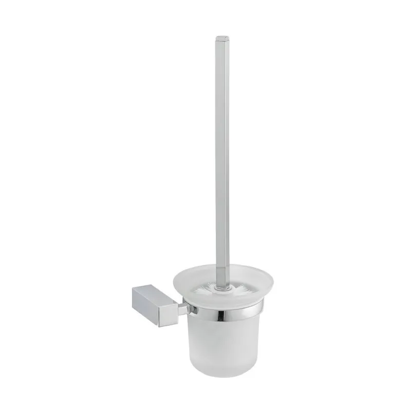 Multi brosse WC en verre dépoli, chrome (ELE37)
