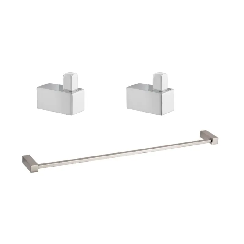 Multi set de deux crochets de salle de bain + porte-serviettes 1 barre, longueur de 60 cm, chrome (ELEMULTI-SET2)