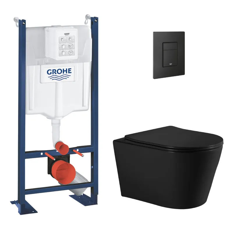 Rapid SL pack WC bâti autoportant + WC suspendu sans bride Ceramia avec abattant SoftClose + plaque (GRRCE14BMT02MAN-FR)