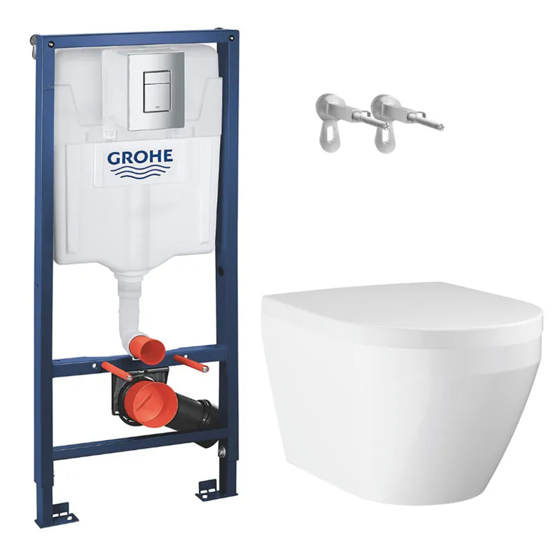 Rapid SL pack WC bâti-support + WC suspendu sans bride Grohe avec abattant SoftClose + plaque (GRGRWR04-FR)